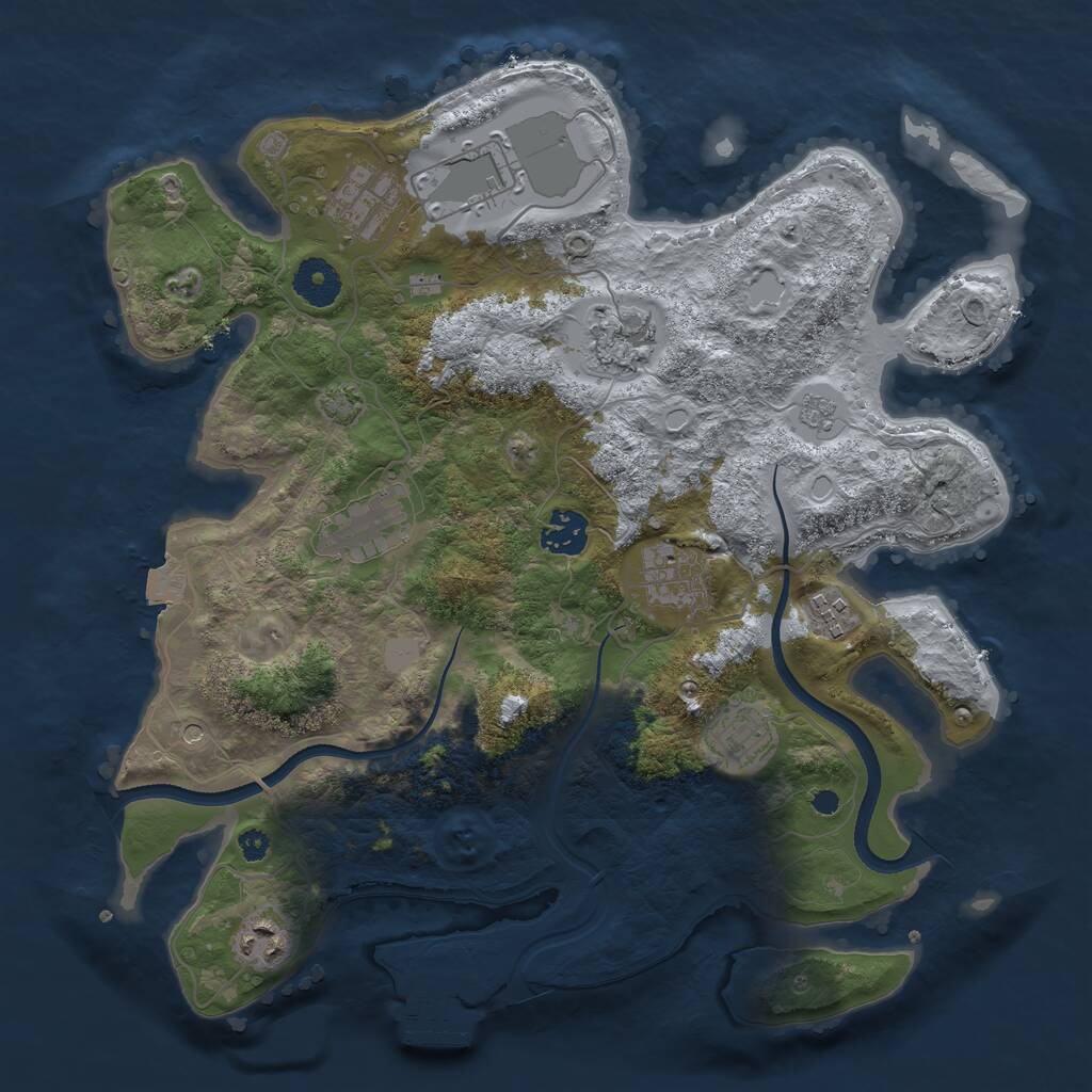 Rust Map: Procedural Map, Size: 3500, Seed: 184743, 14 Monuments