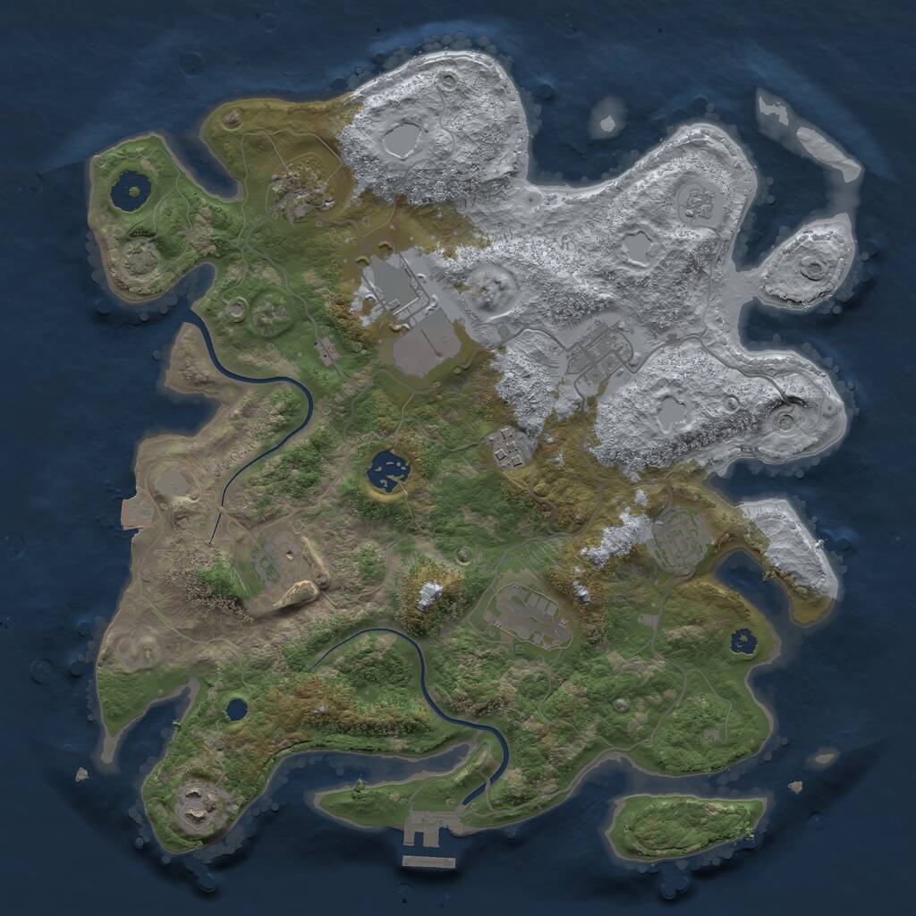 Rust Map: Procedural Map, Size: 3500, Seed: 184743, 14 Monuments