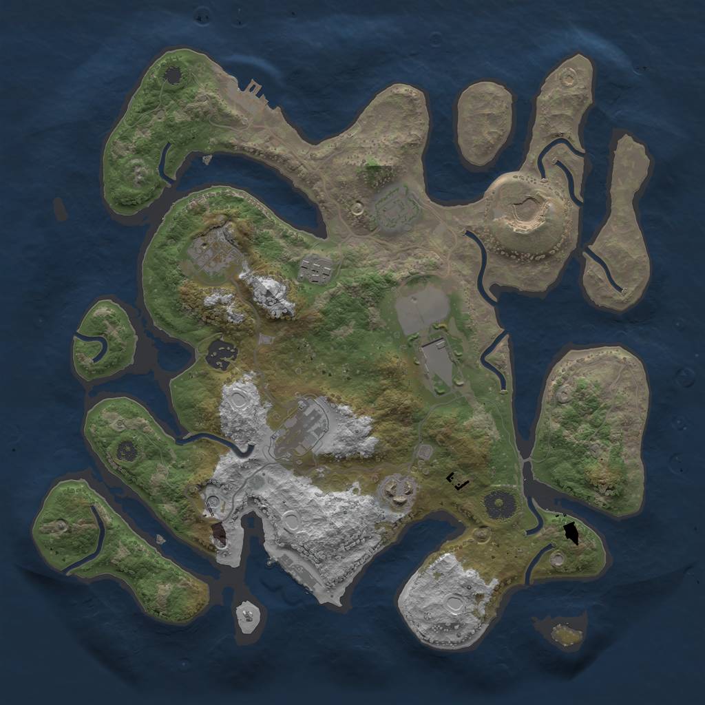 Rust Map: Procedural Map, Size: 3500, Seed: 490015, 16 Monuments