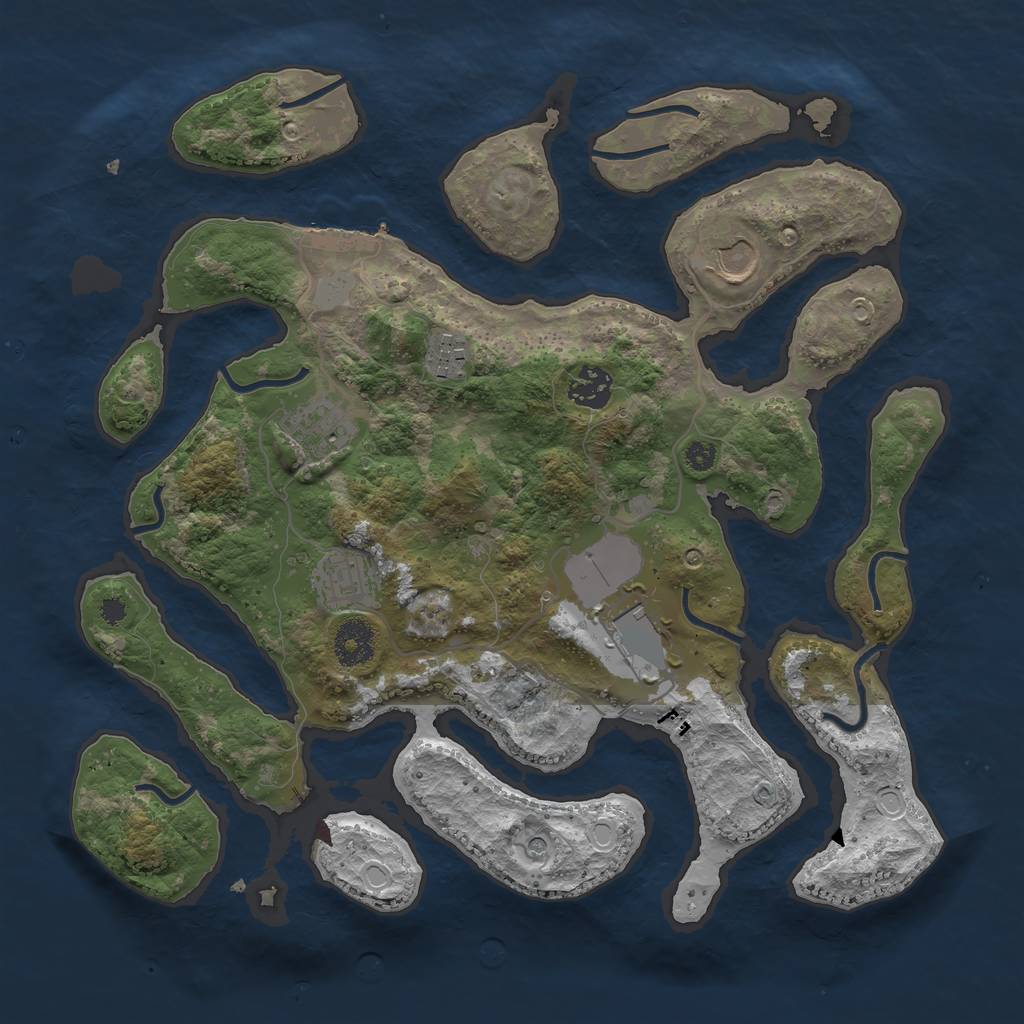 Rust Map: Procedural Map, Size: 3500, Seed: 155114, 13 Monuments