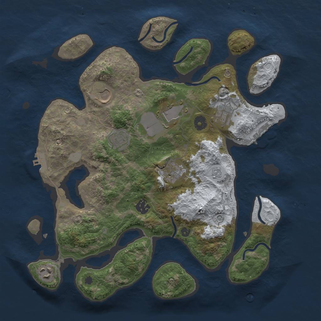 Rust Map: Procedural Map, Size: 3500, Seed: 117401, 16 Monuments