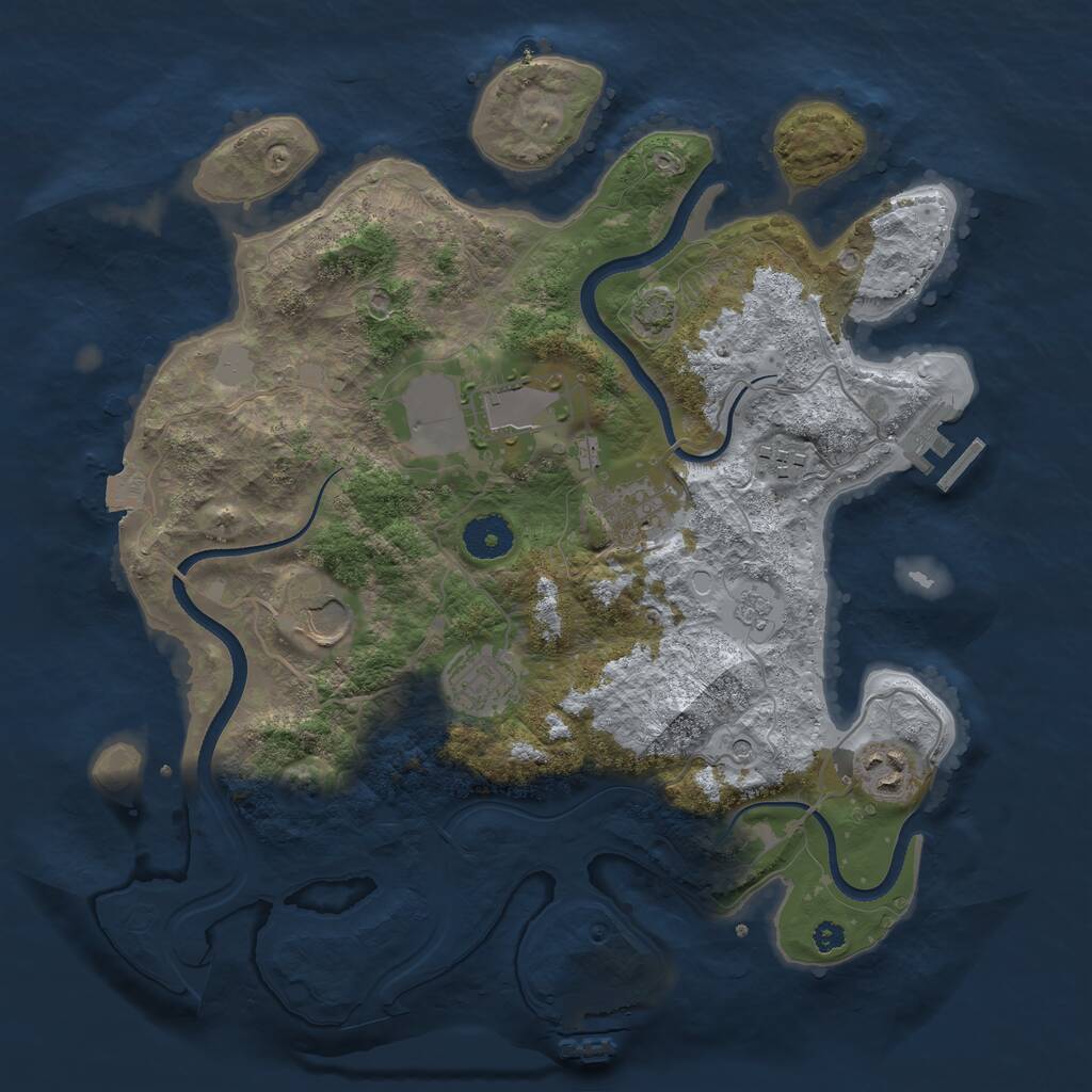 Rust Map: Procedural Map, Size: 3500, Seed: 117401, 12 Monuments