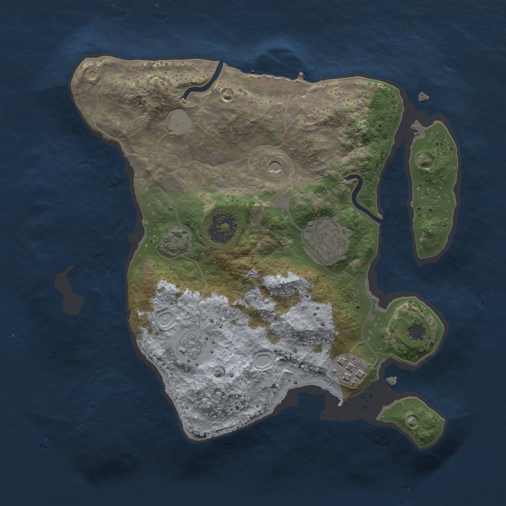 Rust Map: Procedural Map, Size: 2500, Seed: 1285467, 9 Monuments