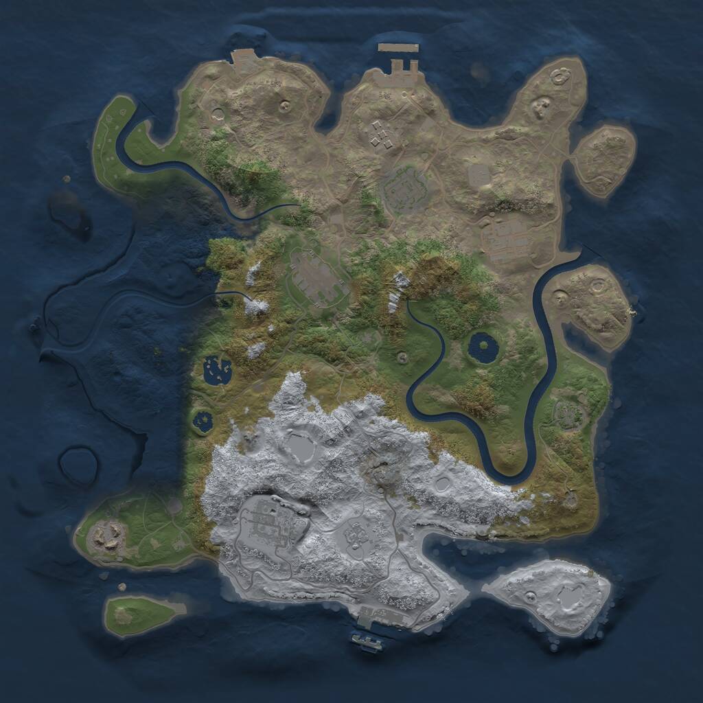 Rust Map: Procedural Map, Size: 3500, Seed: 197444, 13 Monuments