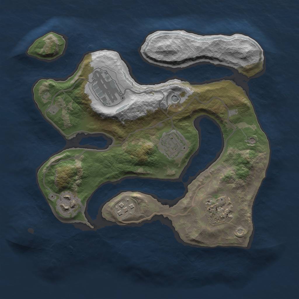 Rust Map: Barren, Size: 2500, Seed: 4500, 8 Monuments