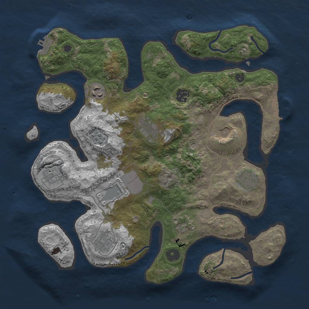 Rust Map: Procedural Map, Size: 3500, Seed: 340027, 21 Monuments