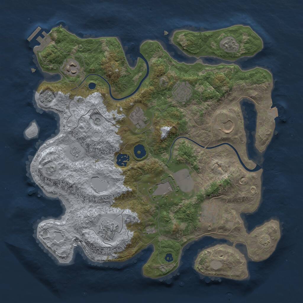 Rust Map: Procedural Map, Size: 3500, Seed: 340027, 14 Monuments