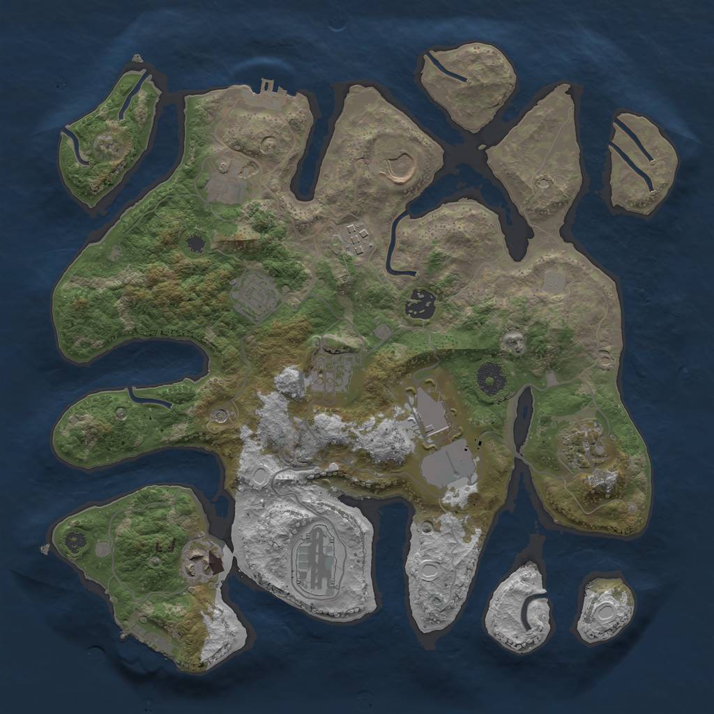 Rust Map: Procedural Map, Size: 3500, Seed: 753045, 18 Monuments