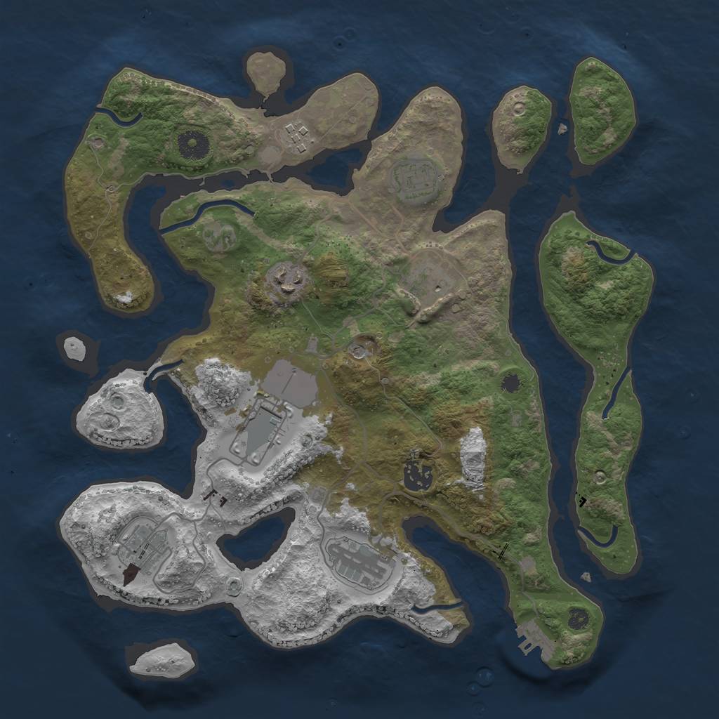 Rust Map: Procedural Map, Size: 3500, Seed: 295109243, 12 Monuments