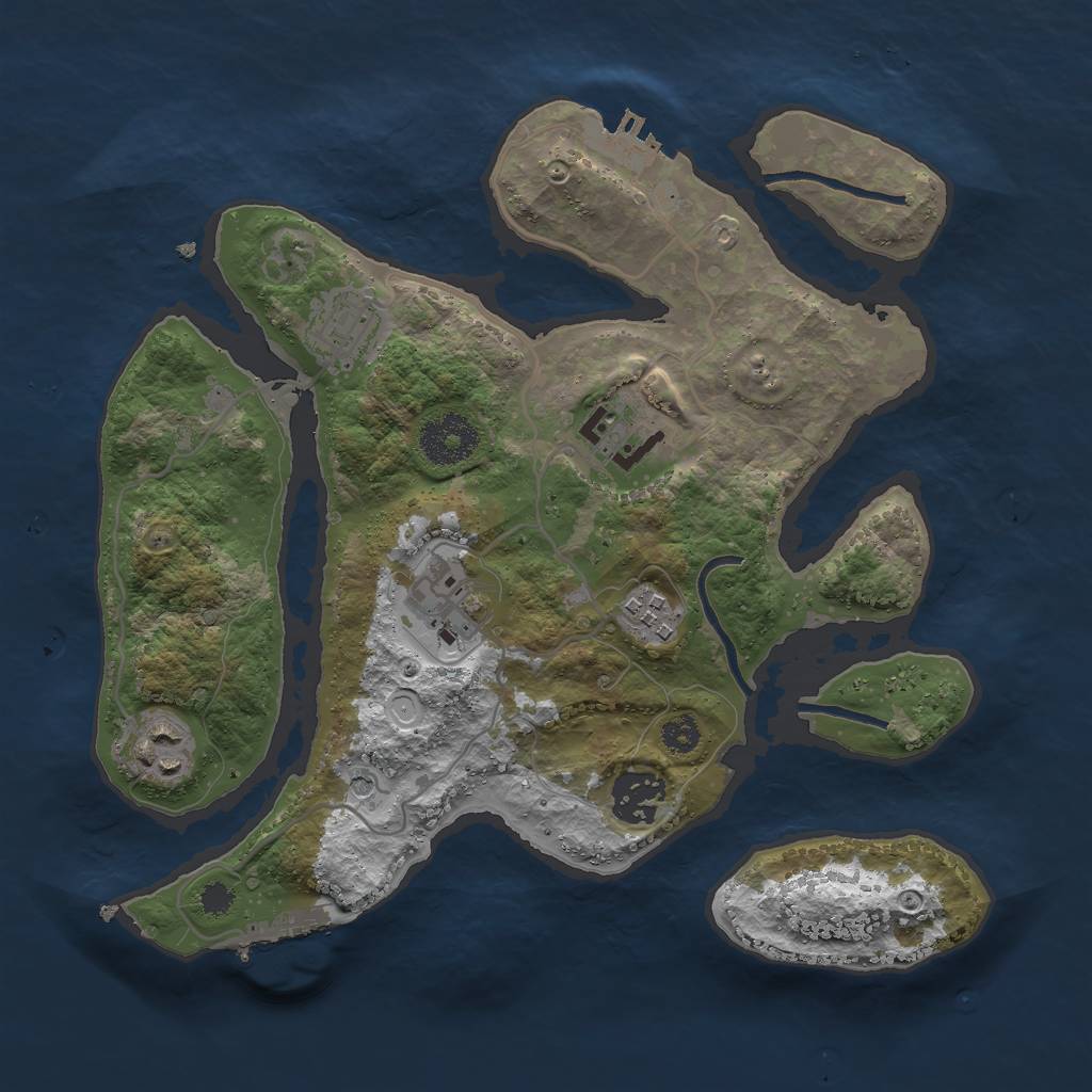 Rust Map: Procedural Map, Size: 3000, Seed: 34614, 14 Monuments