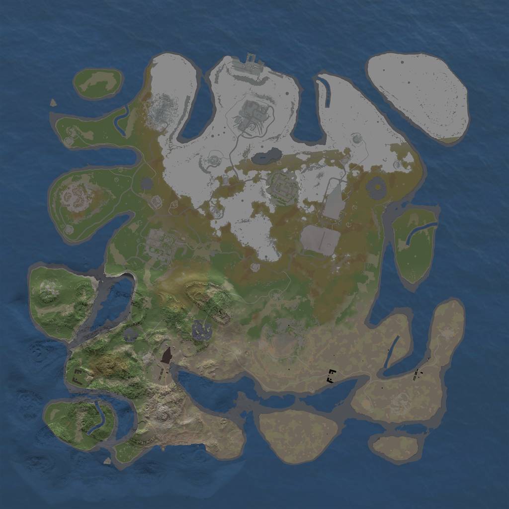 Rust Map: Procedural Map, Size: 3500, Seed: 125125, 13 Monuments