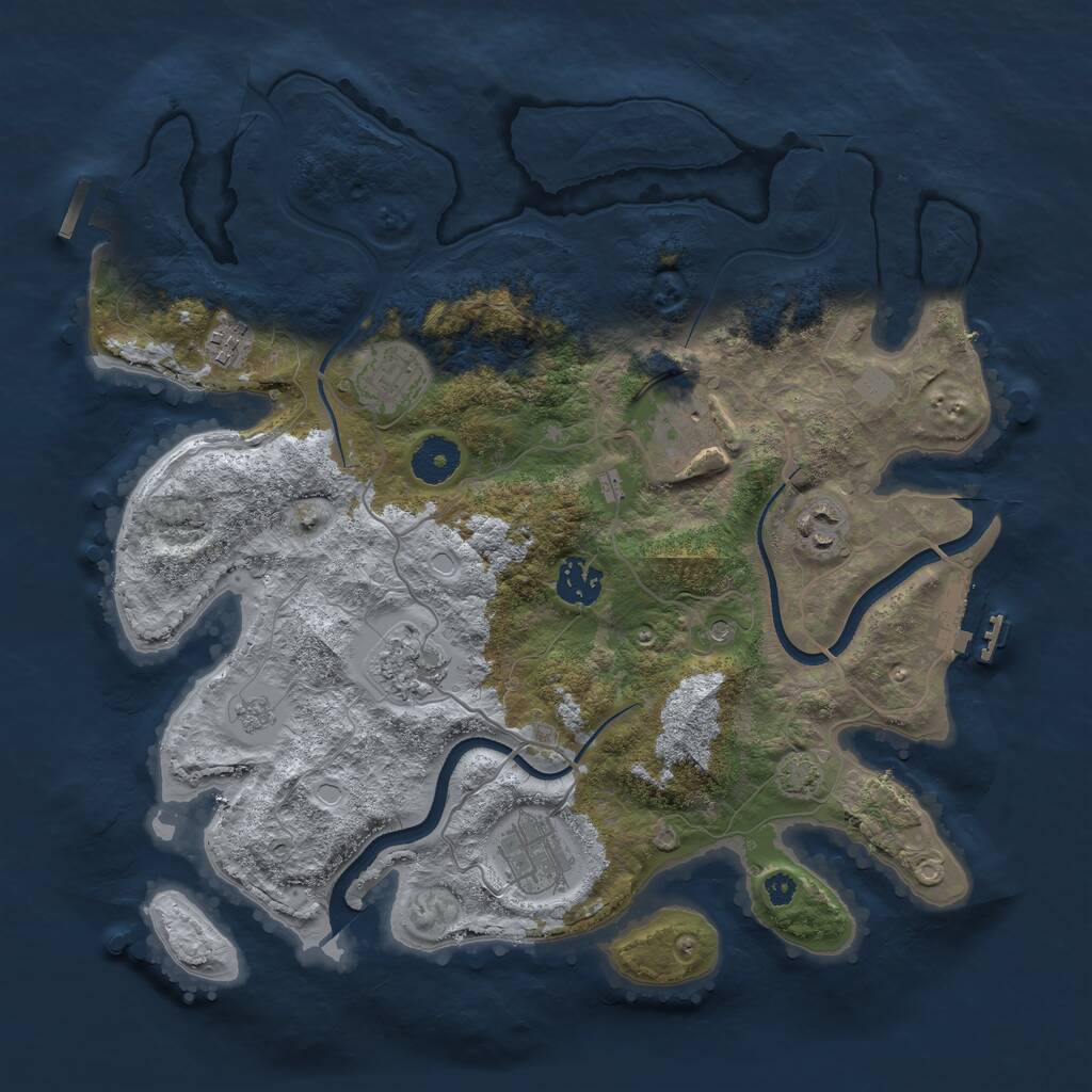 Rust Map: Procedural Map, Size: 3500, Seed: 312499129, 13 Monuments