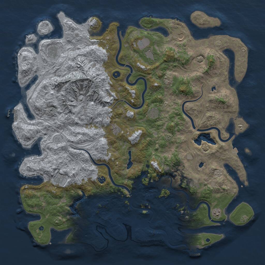 Rust Map: Procedural Map, Size: 5500, Seed: 6546565, 17 Monuments