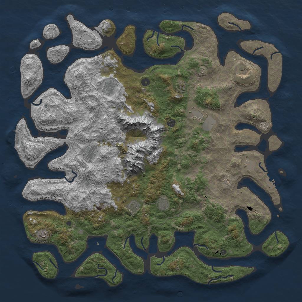 Rust Map: Procedural Map, Size: 5500, Seed: 6546565, 19 Monuments