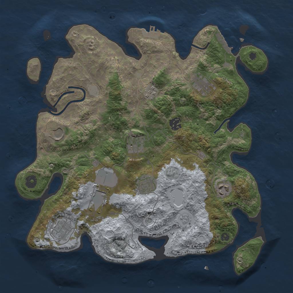 Rust Map: Procedural Map, Size: 3500, Seed: 275894, 16 Monuments