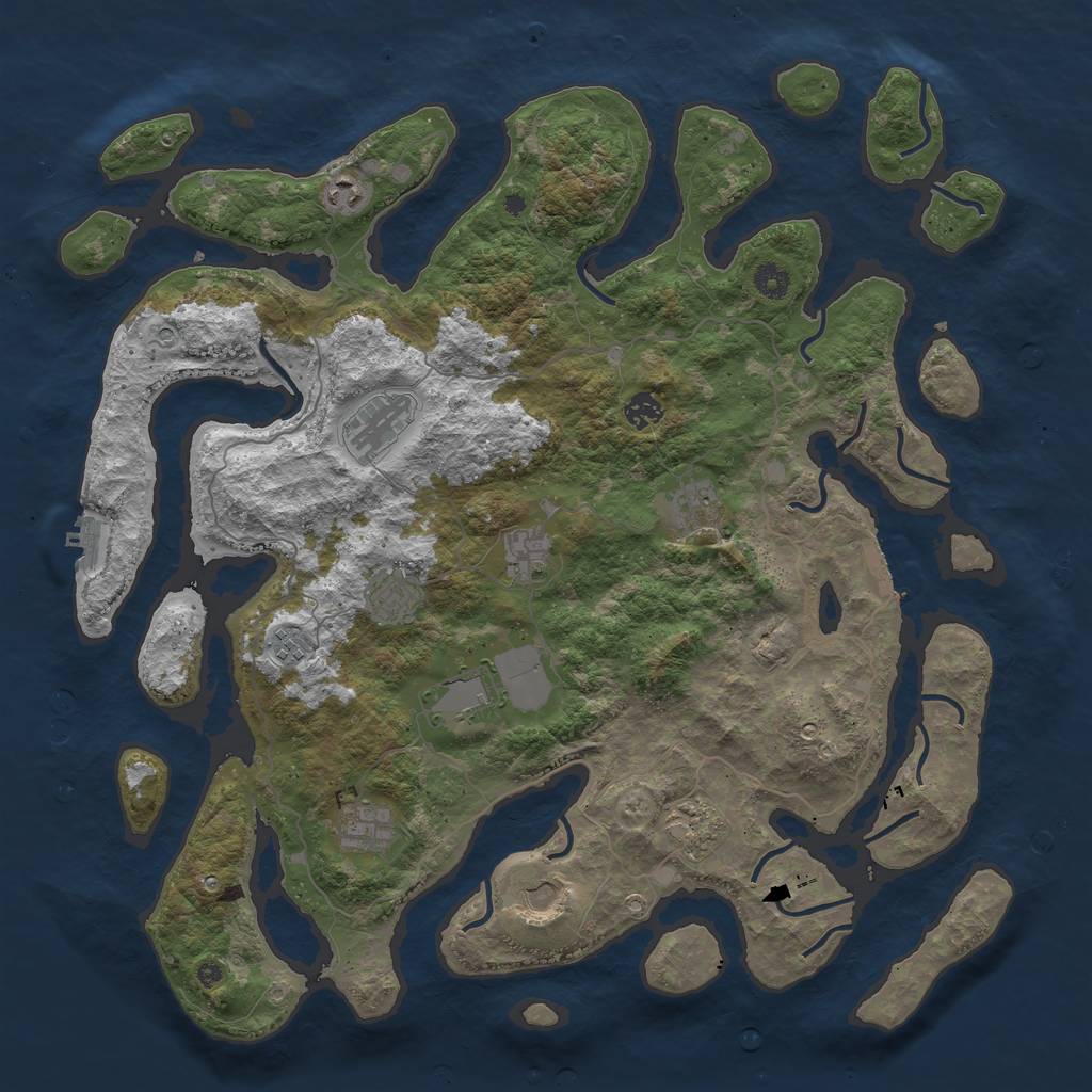 Rust Map: Procedural Map, Size: 4500, Seed: 1388387782, 16 Monuments