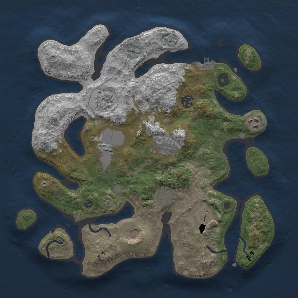 Rust Map: Procedural Map, Size: 3500, Seed: 300775, 13 Monuments