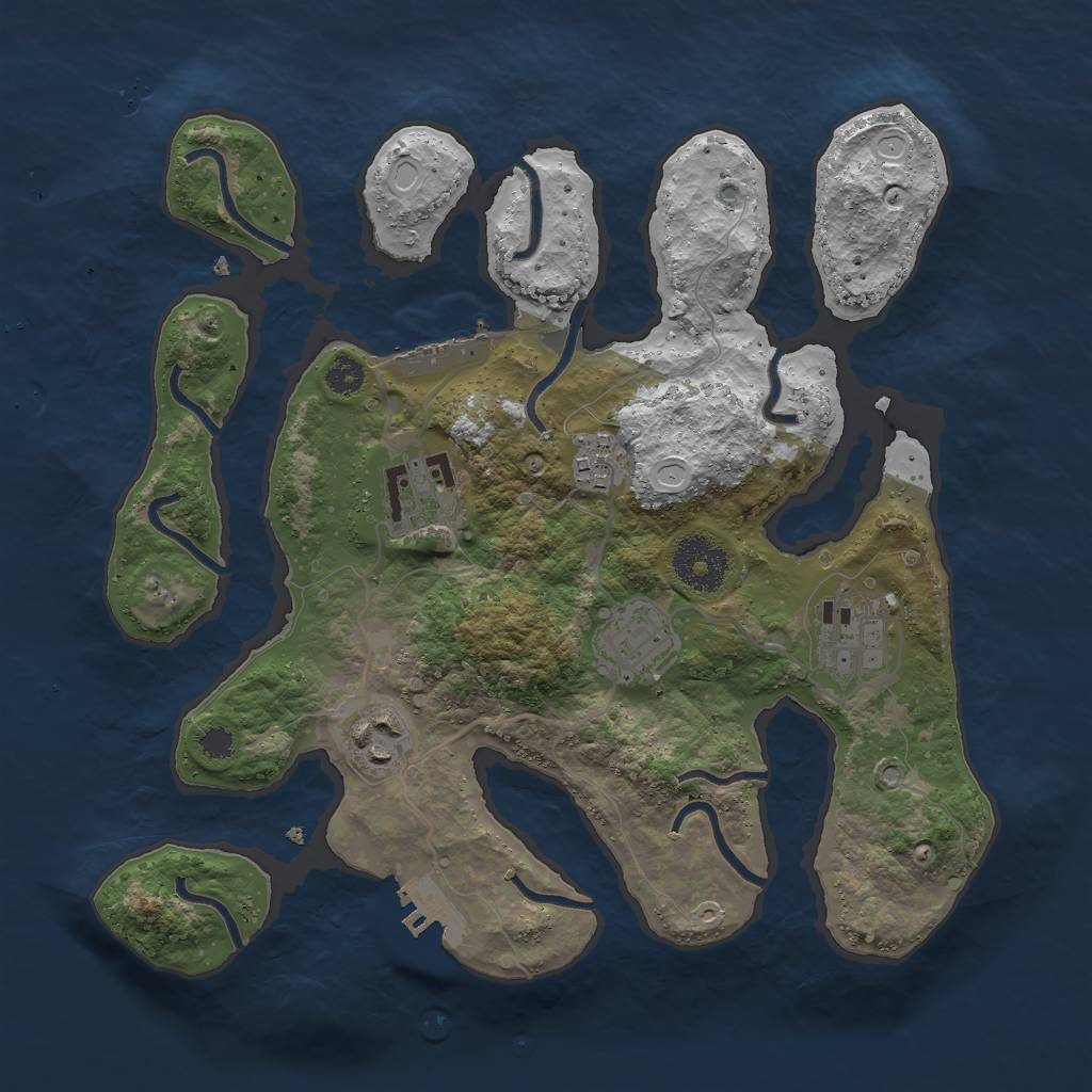 Rust Map: Procedural Map, Size: 3000, Seed: 574, 12 Monuments