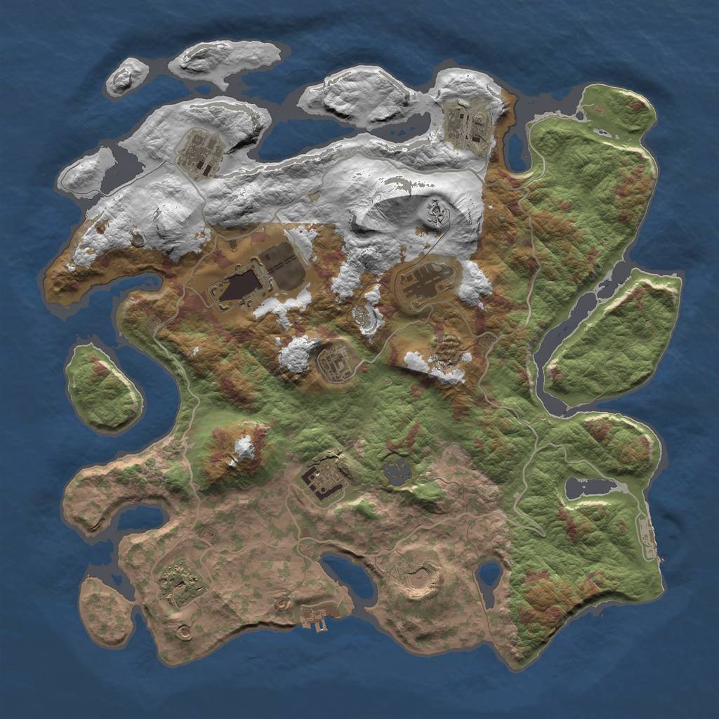 Rust Map: Barren, Size: 4000, Seed: 180, 15 Monuments