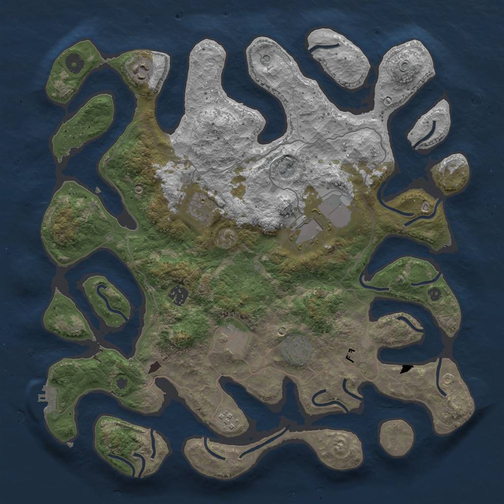 Rust Map: Procedural Map, Size: 4000, Seed: 9066201, 11 Monuments