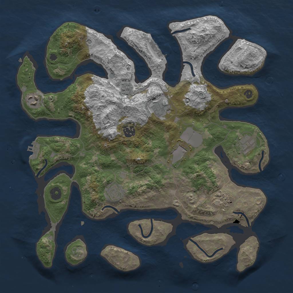 Rust Map: Procedural Map, Size: 3600, Seed: 82934, 13 Monuments