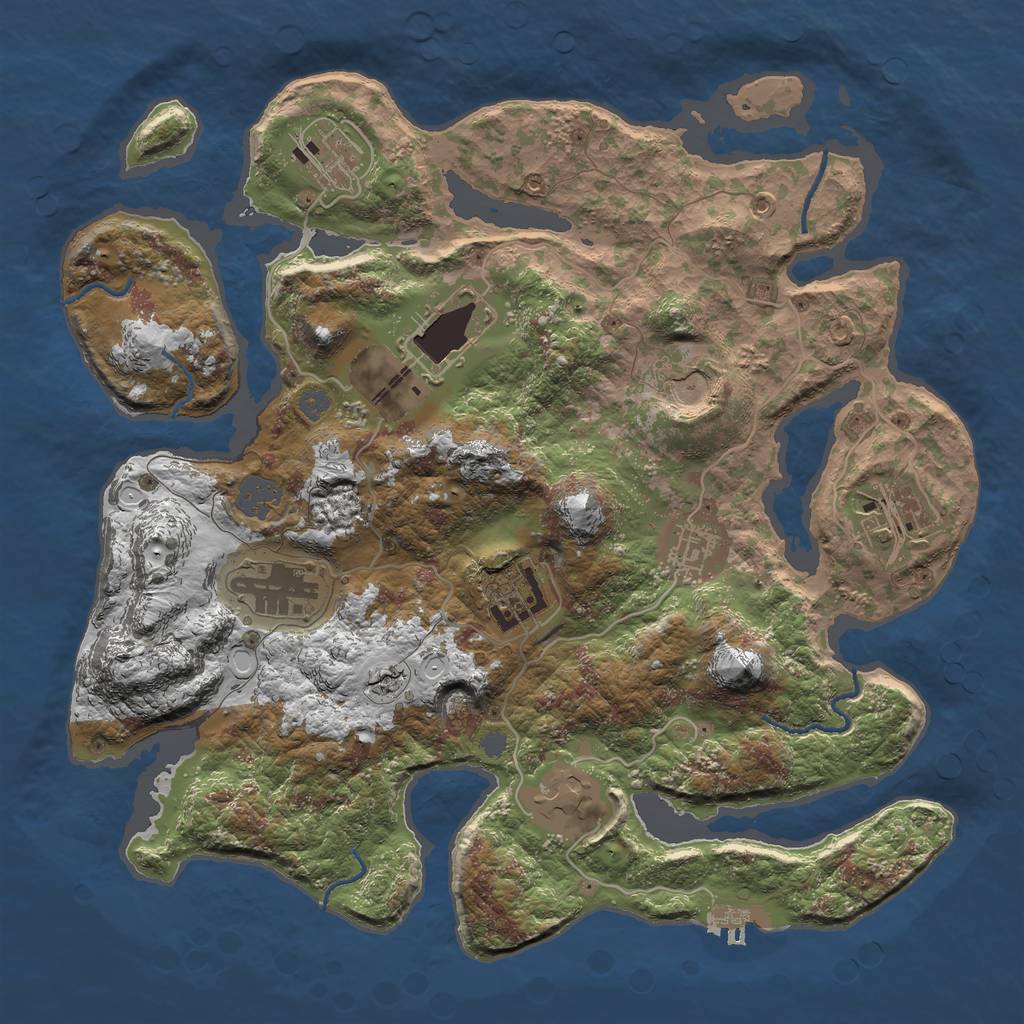 Rust Map: Procedural Map, Size: 3500, Seed: 813053, 14 Monuments