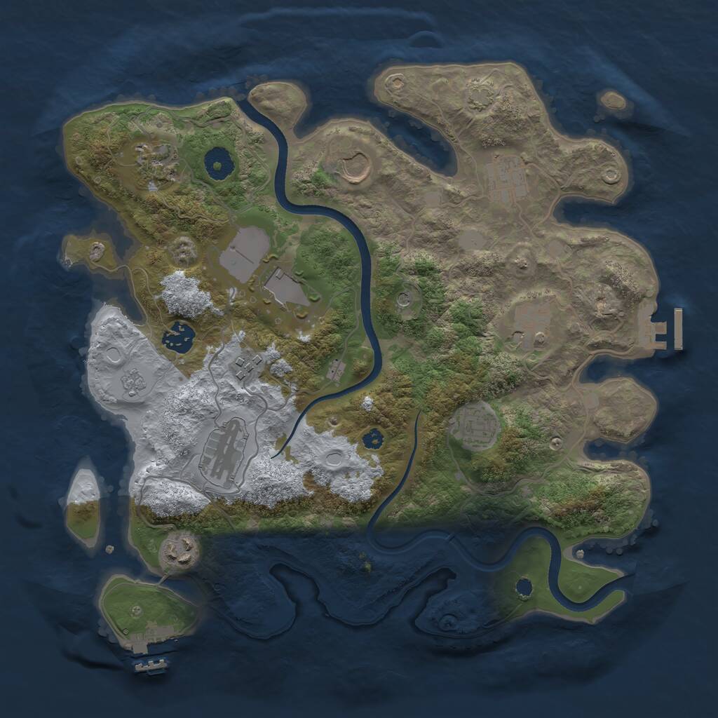 Rust Map: Procedural Map, Size: 3500, Seed: 813053, 16 Monuments