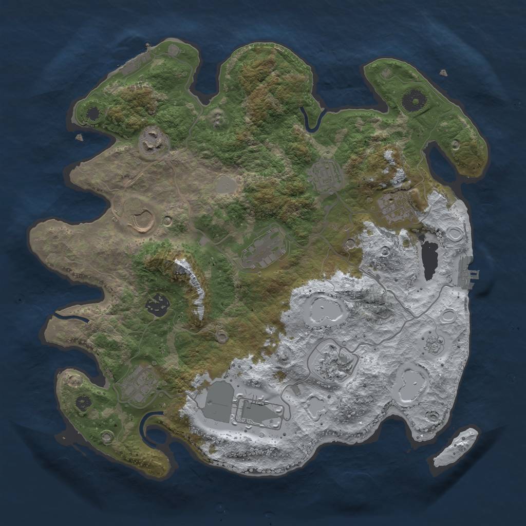 Rust Map: Procedural Map, Size: 3500, Seed: 41632, 18 Monuments