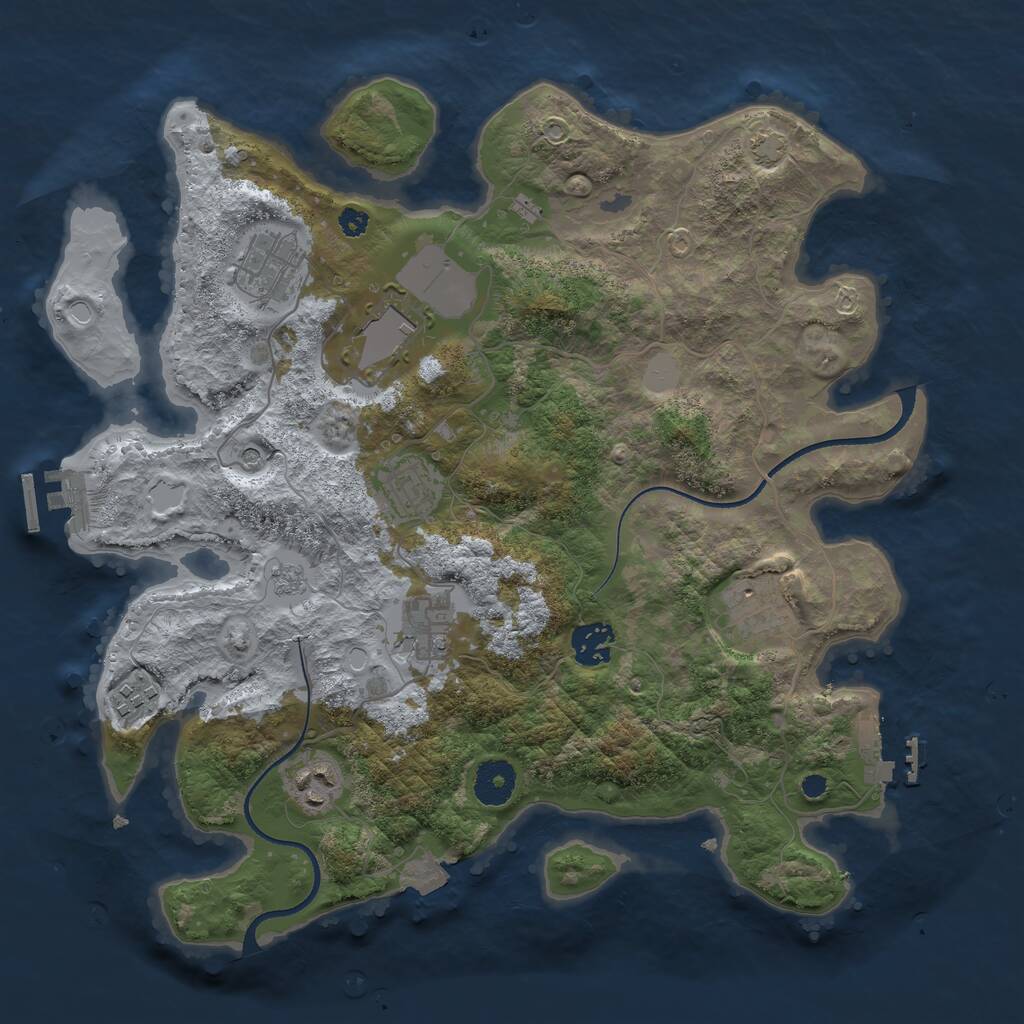 Rust Map: Procedural Map, Size: 3500, Seed: 110458451, 14 Monuments