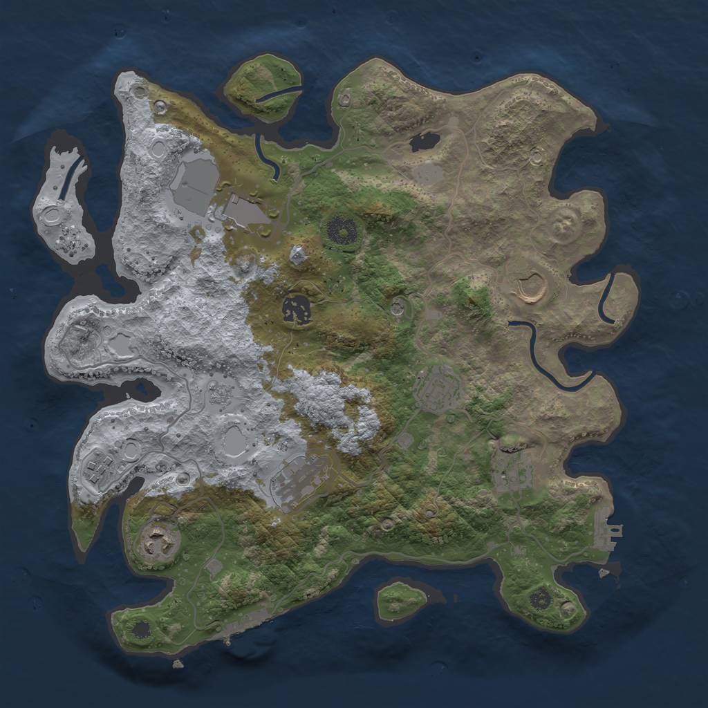 Rust Map: Procedural Map, Size: 3500, Seed: 110458451, 15 Monuments