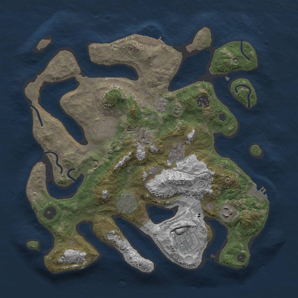 Rust Map: Procedural Map, Size: 3500, Seed: 882809433, 18 Monuments