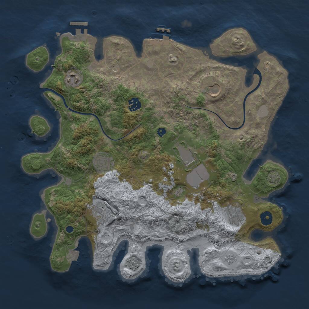 Rust Map: Procedural Map, Size: 3500, Seed: 316329, 14 Monuments