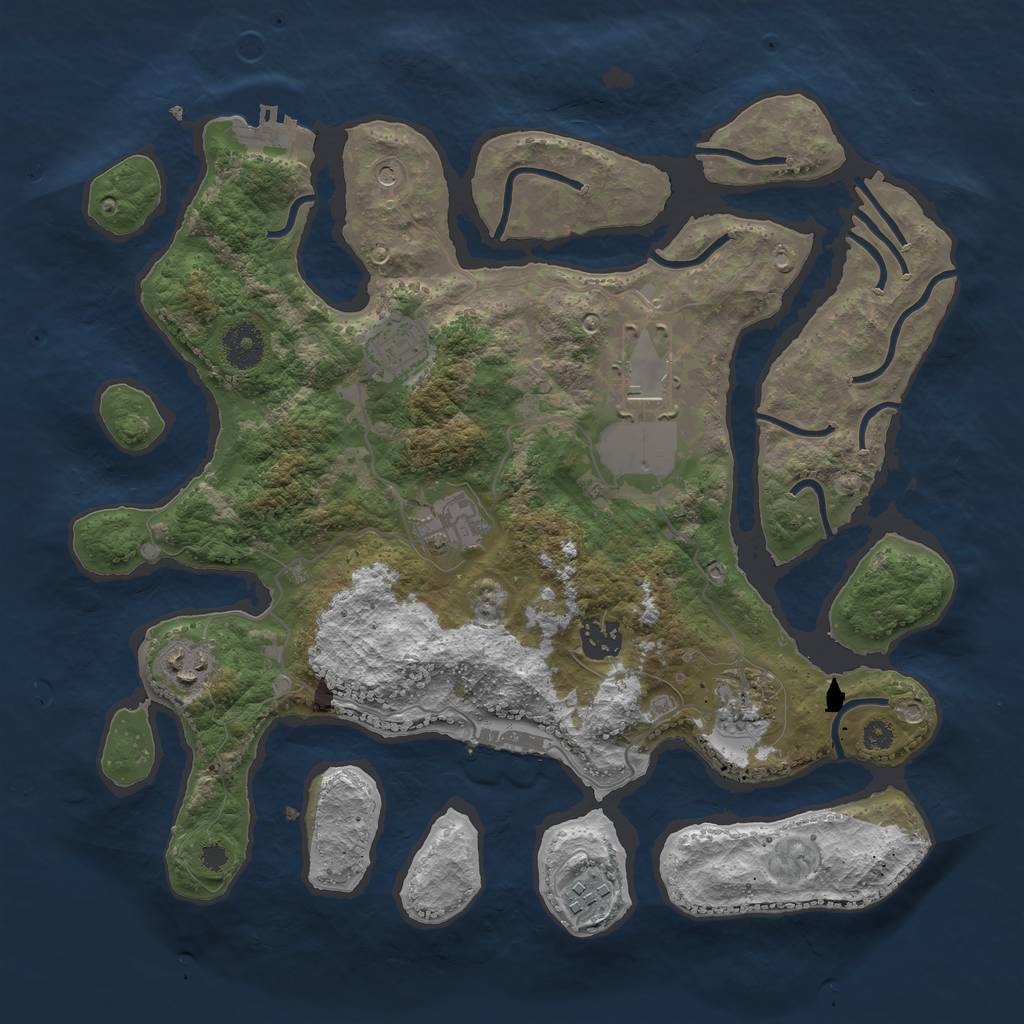 Rust Map: Procedural Map, Size: 3500, Seed: 316329, 12 Monuments