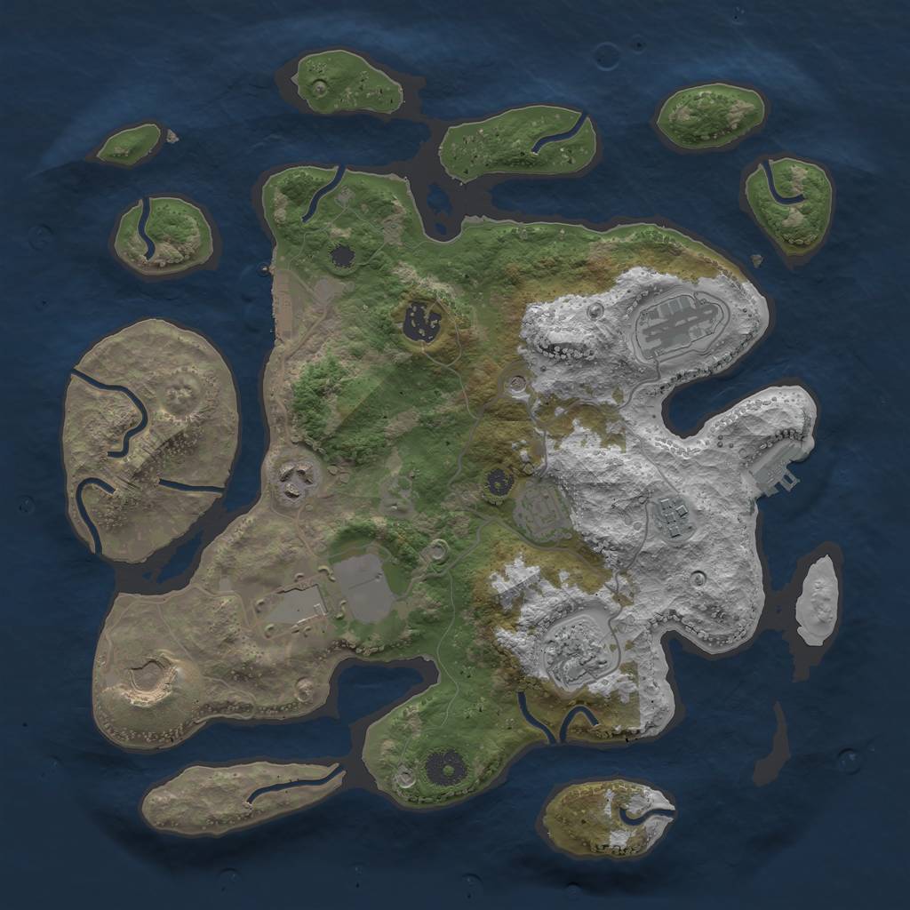 Rust Map: Procedural Map, Size: 3500, Seed: 520446, 13 Monuments