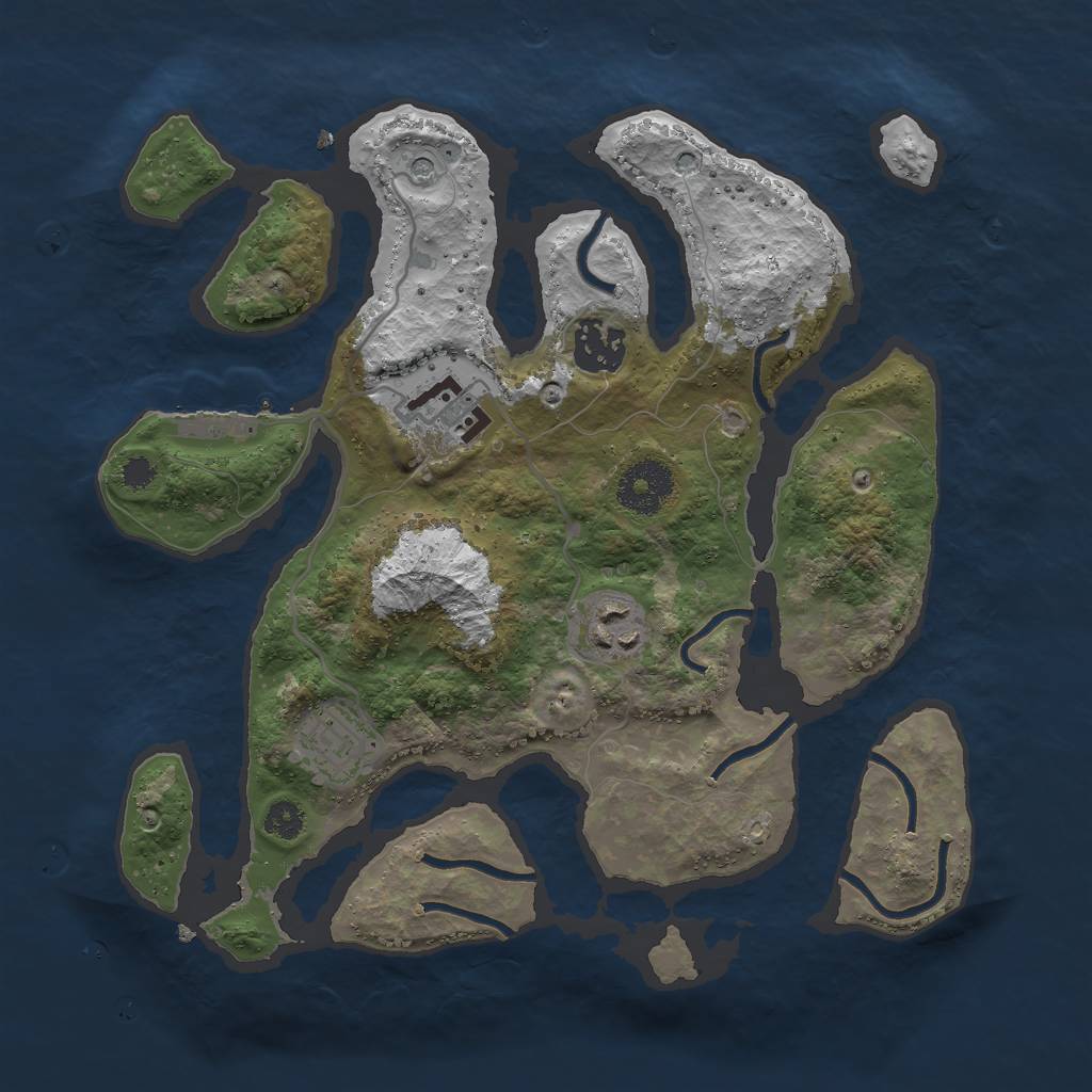 Rust Map: Procedural Map, Size: 3000, Seed: 2417897, 8 Monuments