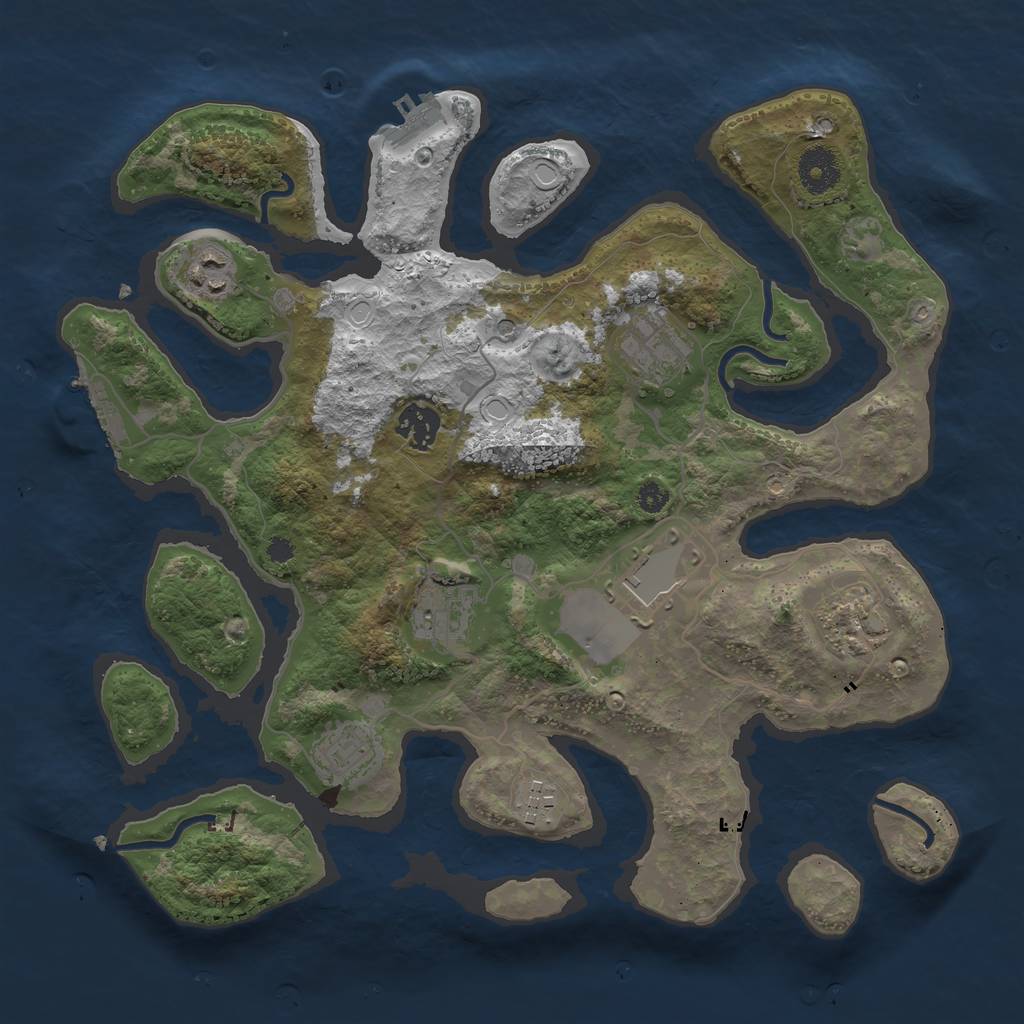 Rust Map: Procedural Map, Size: 3500, Seed: 212714, 19 Monuments