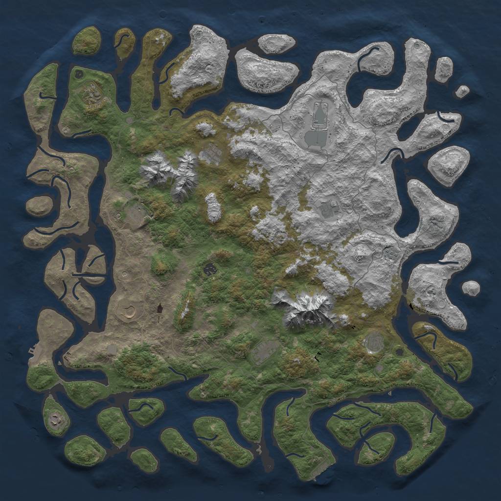 Rust Map: Procedural Map, Size: 6000, Seed: 5000, 19 Monuments