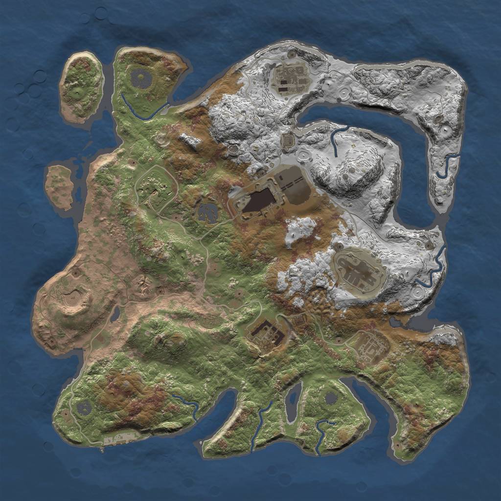 Rust Map: Procedural Map, Size: 3500, Seed: 9217435, 13 Monuments