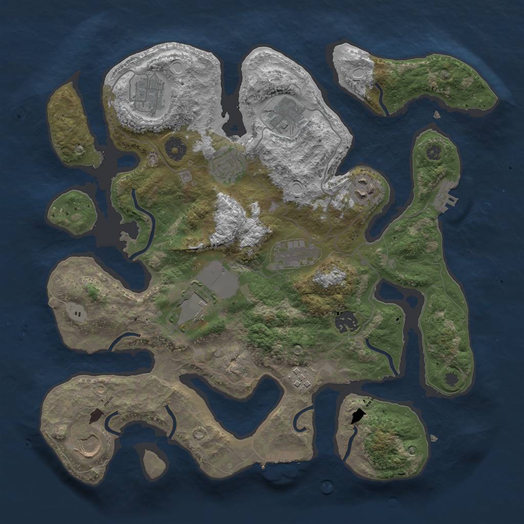 Rust Map: Procedural Map, Size: 3500, Seed: 367614, 16 Monuments