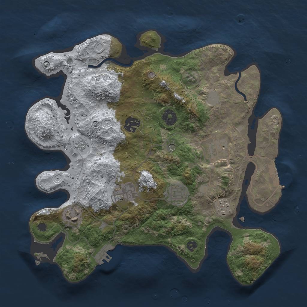 Rust Map: Procedural Map, Size: 3000, Seed: 1688810005, 15 Monuments