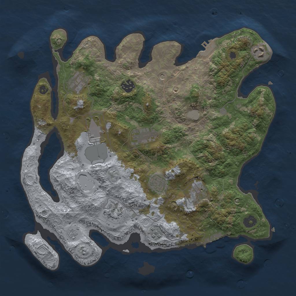 Rust Map: Procedural Map, Size: 3500, Seed: 344468, 18 Monuments