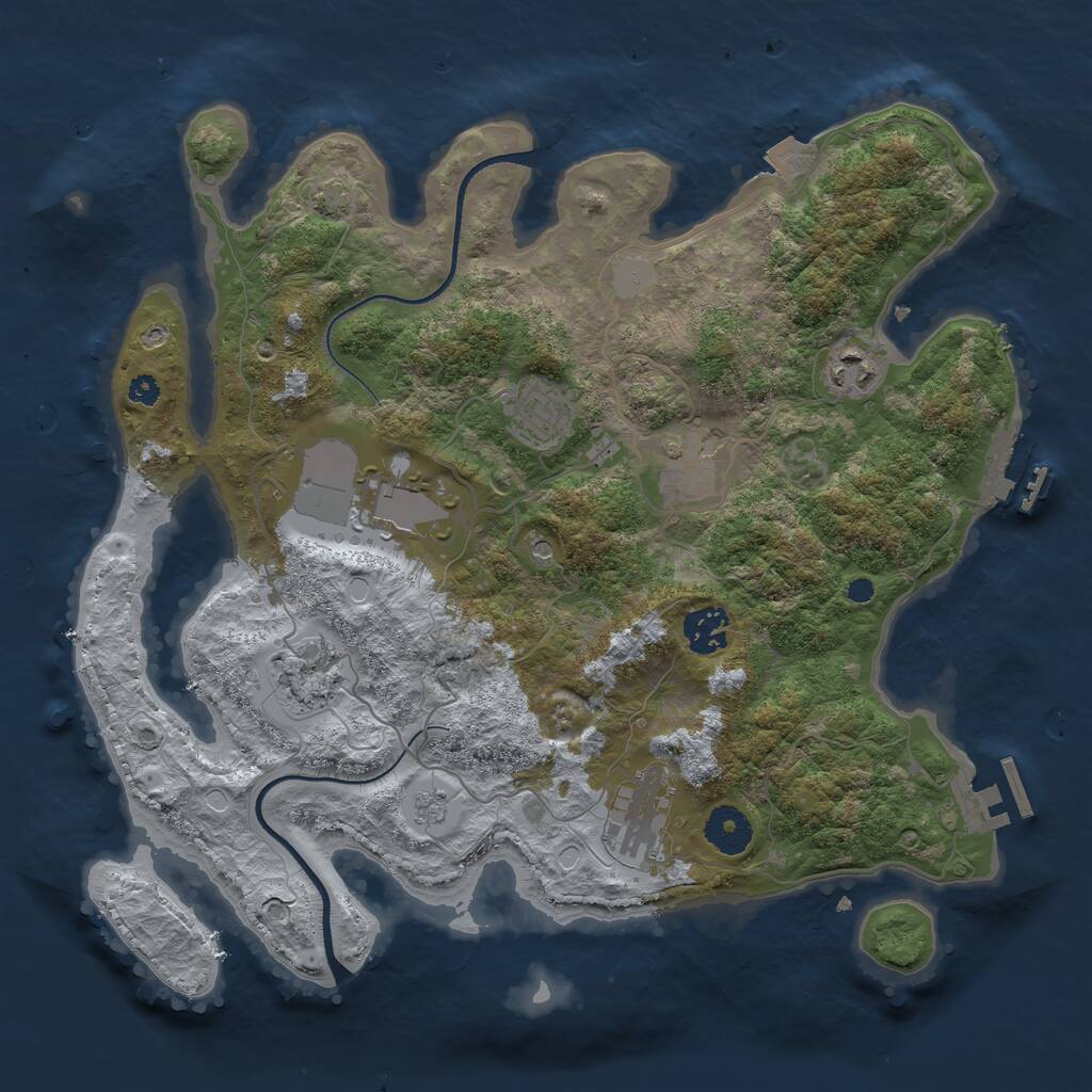 Rust Map: Procedural Map, Size: 3500, Seed: 344468, 13 Monuments