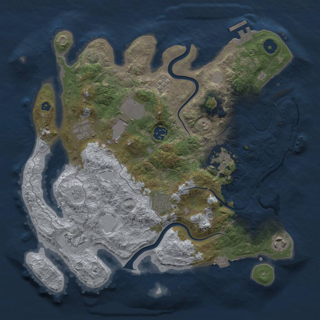 Rust Map: Procedural Map, Size: 3500, Seed: 344468, 14 Monuments