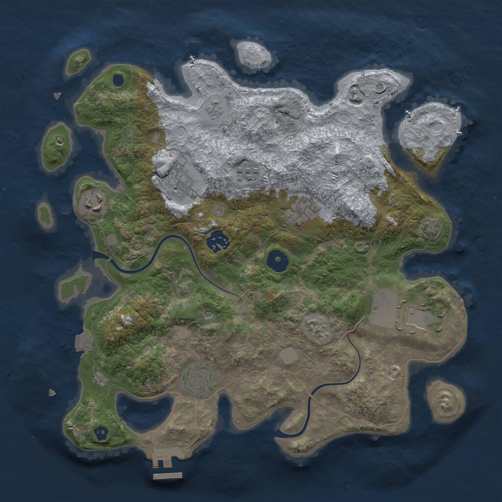 Rust Map: Procedural Map, Size: 3500, Seed: 980721, 12 Monuments