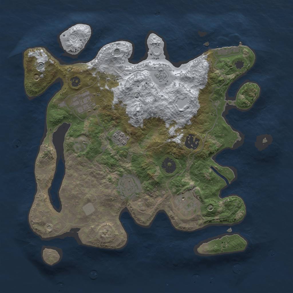 Rust Map: Procedural Map, Size: 3000, Seed: 1104638207, 12 Monuments