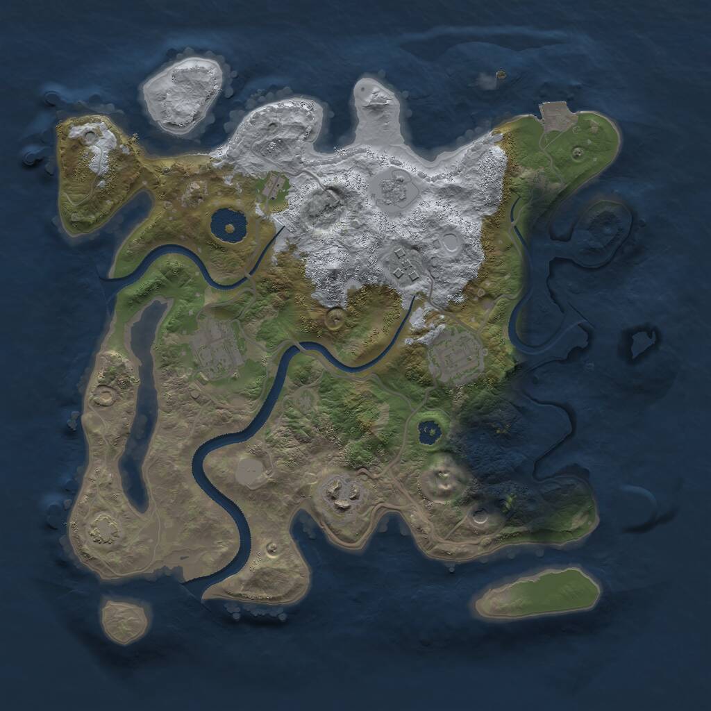 Rust Map: Procedural Map, Size: 3000, Seed: 1104638207, 8 Monuments