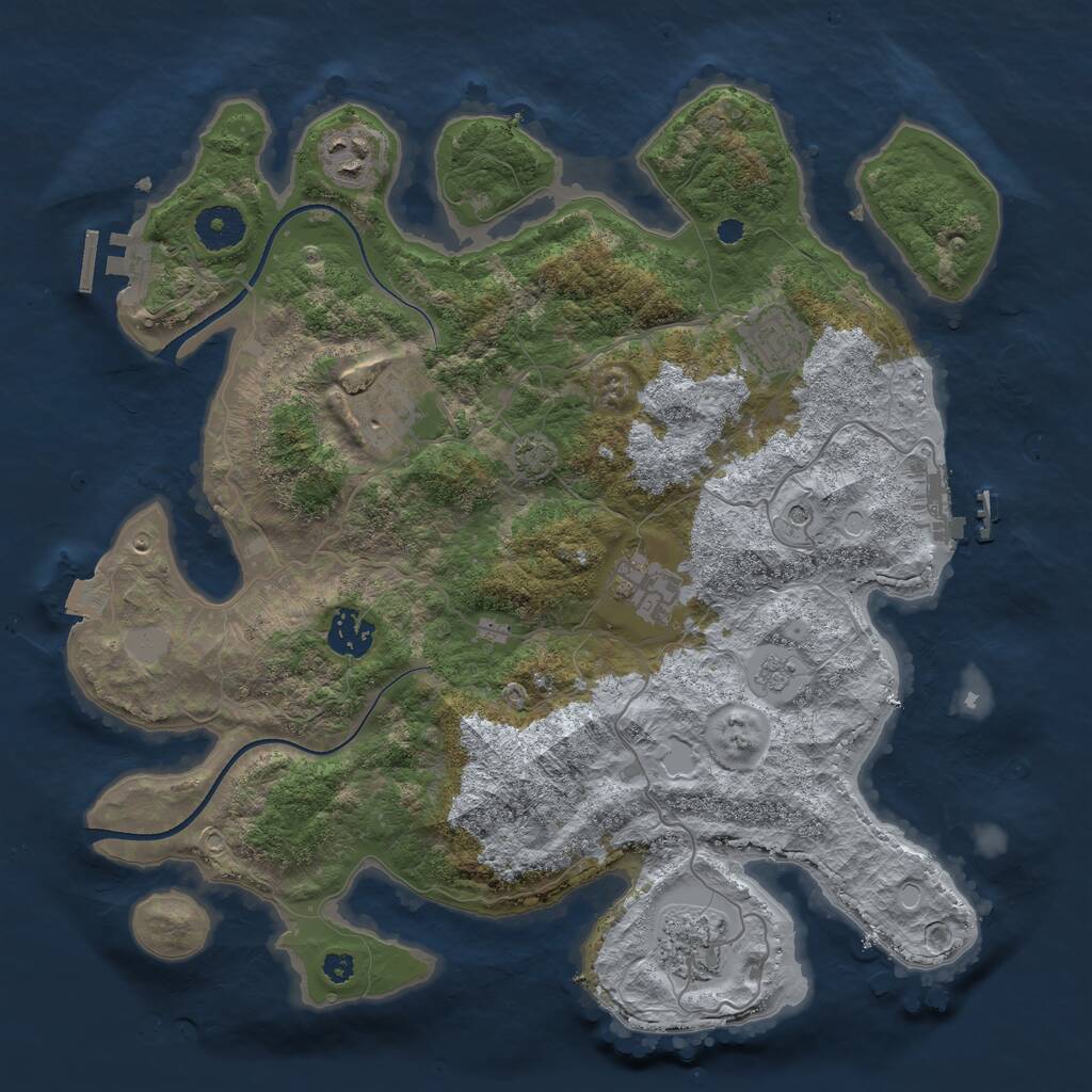 Rust Map: Procedural Map, Size: 3500, Seed: 484293, 12 Monuments