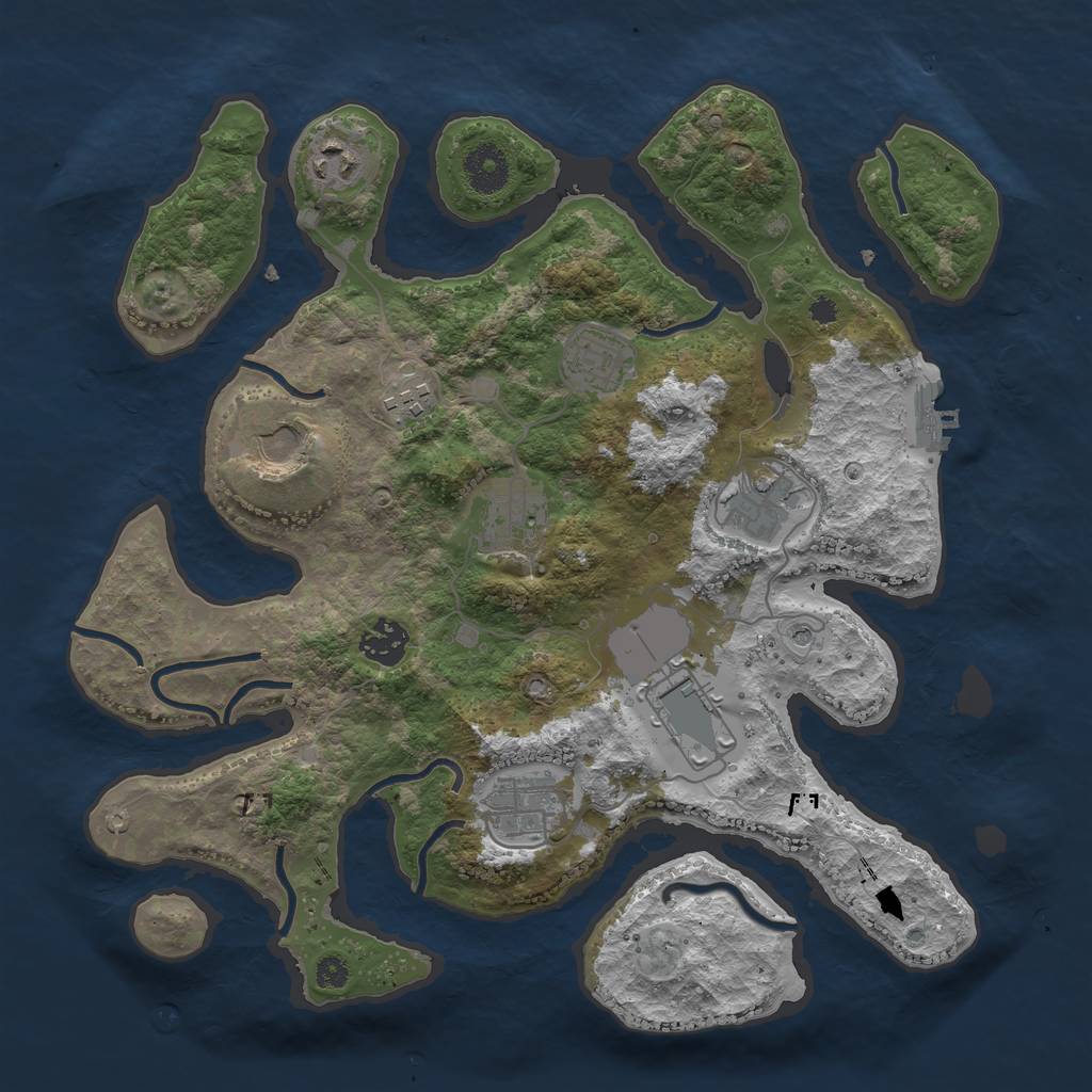 Rust Map: Procedural Map, Size: 3500, Seed: 484293, 13 Monuments