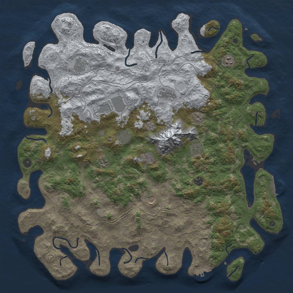 Rust Map: Procedural Map, Size: 5000, Seed: 123454355, 20 Monuments