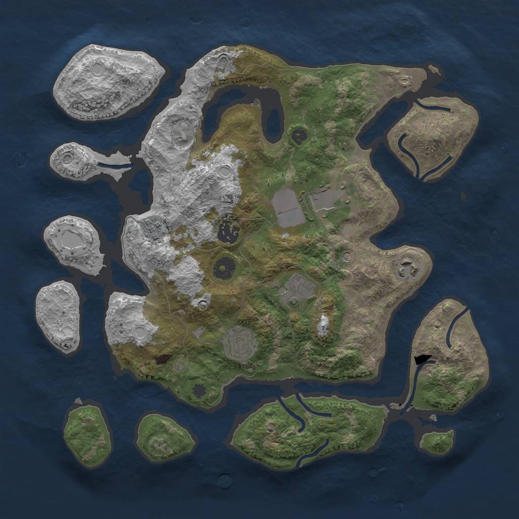 Rust Map: Procedural Map, Size: 3500, Seed: 177827, 12 Monuments